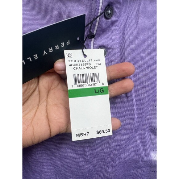Perry Ellis Icon Polo Shirt Regular Fit Modern Performance Violet Men’s Large - Picture 2 of 6